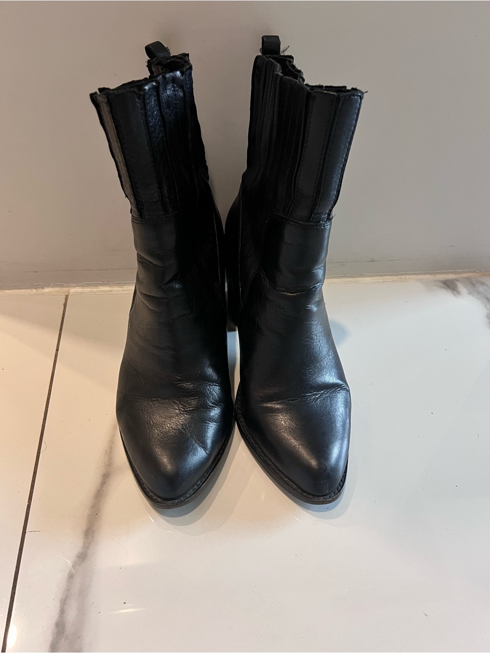 Zara Black Leather Women’s Ankle Boots